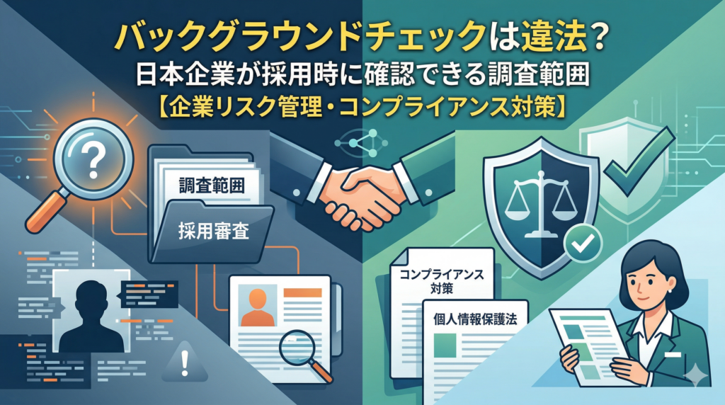 バックグラウンドチェックは違法？日本企業が採用時に確認できる調査範囲【企業リスク管理・コンプライアンス対策】